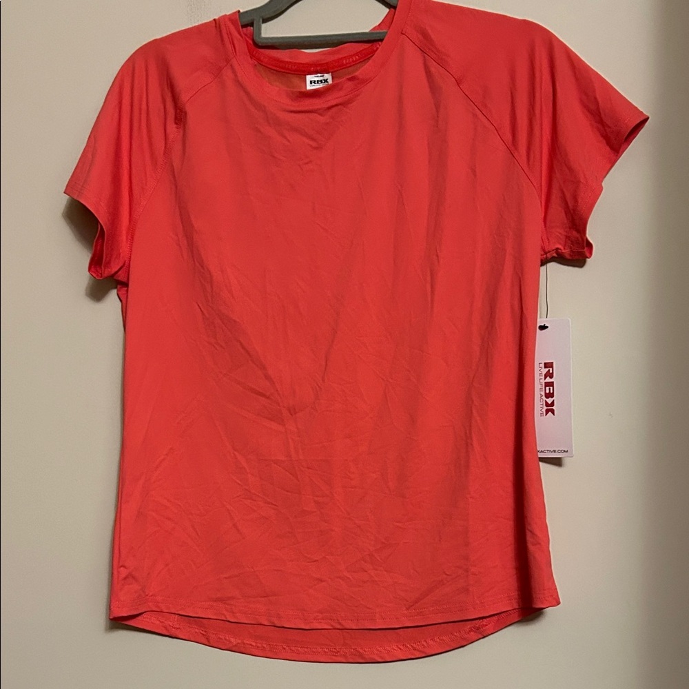 RBX Women's Vibrant Coral Short Sleeve 88% nylon Tee size M new with tags